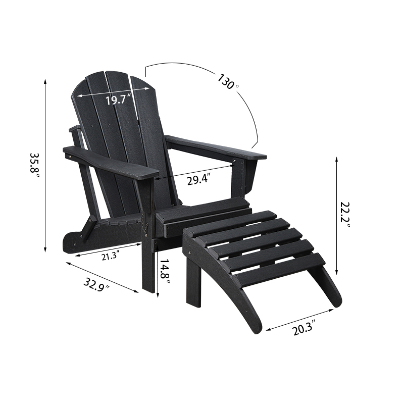 Adirondack Chair mit abnehmbarem Ottoman