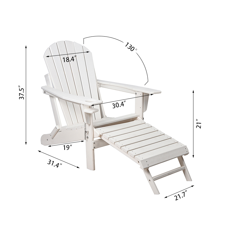 Klassischer verstellbarer Adirondack-Sessel mit Ottomane